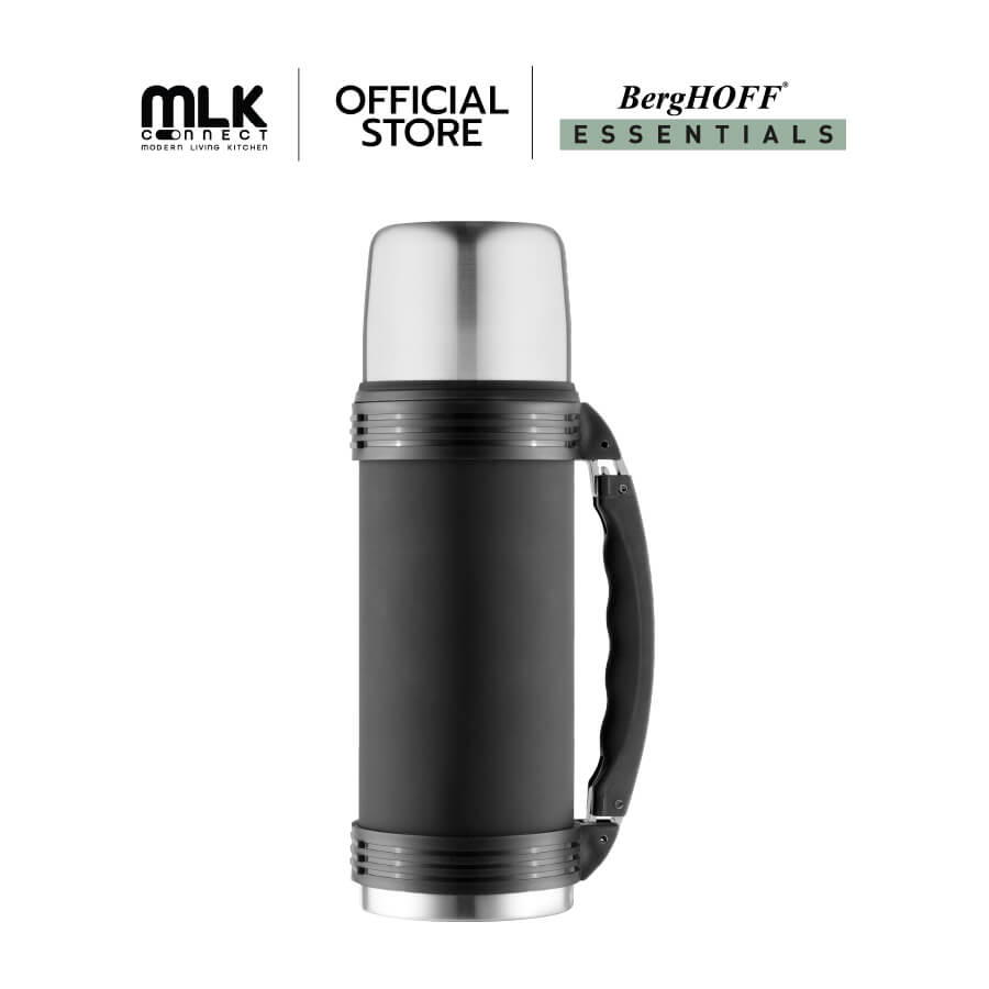 ขวดน้ำสุญญากาศสแตนเลสสตีล BergHOFF รุ่น Essential ทนทาน 1 ลิตร สีดำ 1100250